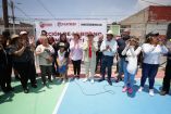 La alcaldesa Azucena Cisneros Coss inauguró obras de repavimentación y una cancha rehabilitada en Ecatepec.