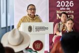 Rosa Icela Rodríguez durante el informe del Plan Maestro para La Montaña Alta y Baja de Guerrero