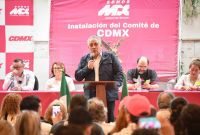 CIUDAD DE MÉXICO, 04JULIO2026.- Guadalupe Acosta Naranjo, presidente de Somos MX, durante su intervención en la instalación y elección del Comité de la capital por parte del partido político Somos MX. FOTO: MARIO JASSO/CUARTOSCURO.COM