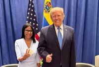 Donald Trump y Delcy Rodríguez durante una reunión en Nueva York.
