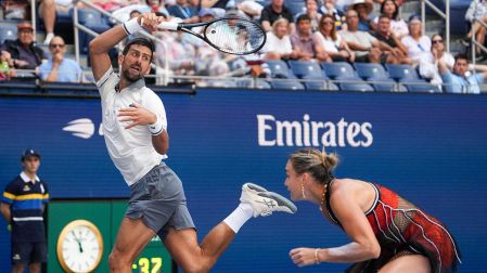 Aryna Sabalenka y Novak Djokovic cayeron ante Henry Patten y Katerina Siniakova por 1-4, 4-2 y 10-2 en el dobles mixtos del US Open 2026