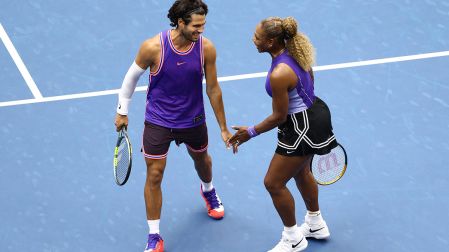 Carlos Alcaraz y Serena Williams participaron en el dobles mixtos del US Open 2026