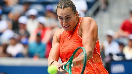 Aryna Sabalenka s mostró contenta de haber ganado en dos sets su partido de la tercera ronda del US Open 2026