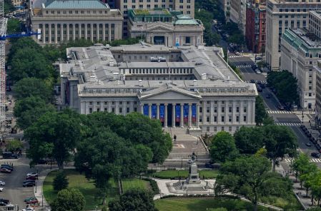 Vista aérea del edificio del Departamento del Tesoro de Estados Unidos