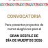 La Secretaría de Cultura de la Ciudad de México abrió la convocatoria para participar en el **Gran Desfile de Día de Muertos 2026**, que se llevará a cabo el próximo sábado 31 de octubre.