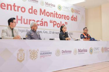 La gobernadora de Guerrero, Evelyn Salgado, da seguimiento a la trayectoria del ciclón para tomar medidas tempranas que protejan a la ciudadanía.