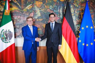 El secretario Roberto Velasco recibió al ministro de Relaciones Exteriores Johann Wadephul, quien realiza una visita de trabajo en el marco de la III Comisión Binacional México-Alemania.