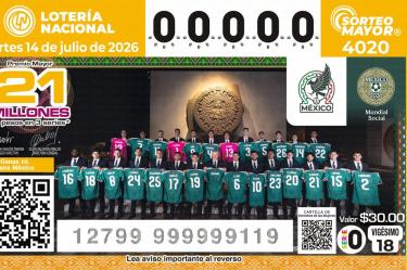 El sorteo alusivo al representativo tricolor ofrece un Premio Mayor de 21 mdp distribuido en tres series