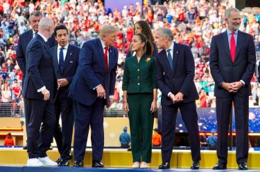 Trump, Sheinbaum y Carney, en la ceremonia de premiación del Mundial