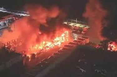 Incendio en bodega de PepsiCo en Matamoros, Tamaulipas