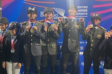 Los jinetes del Ejército Mexicano participaron en la primera prueba de Adiestramiento Ecuestre en los “XXV Juegos Centroamericanos y del Caribe 2026”, celebrados en Santo Domingo, República Dominicana.