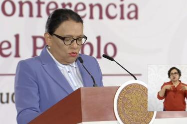 Rosa Icela Rodríguez presenta avances del programa “México te abraza” para connacionales.
