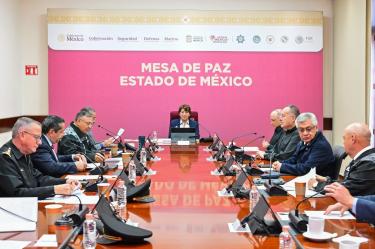 Delfina Gómez, gobernadora del Estado de México, encabeza sesión de la Mesa de Paz