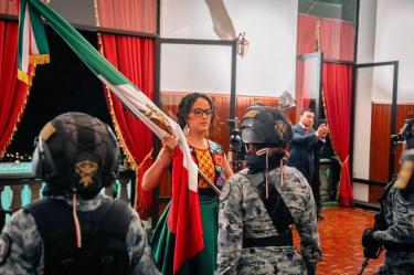 La alcaldesa Gaby Osorio encabezó la conmemoración por el 216 aniversario del inicio de la Independencia de México, en Tlalpan