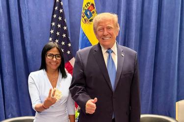 Donald Trump y Delcy Rodríguez durante una reunión en Nueva York.