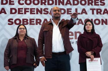 Elí César Cervantes Rojas rindió protesta como coordinador estatal para la Defensa de la Transformación y la Soberanía Nacional de San Luis Potosí.