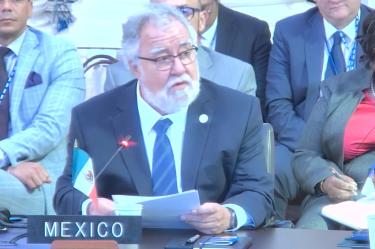 Alejandro Encinas reafirma el compromiso permanente de México con los principios constitucionales que rigen su política exterior.
